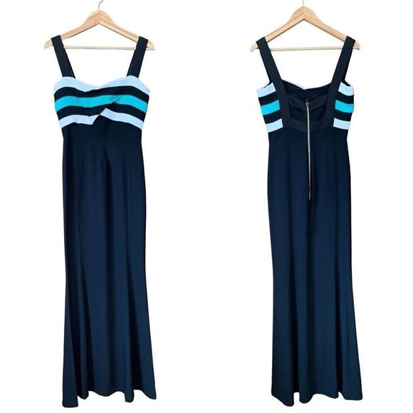 Roland Mouret Persian Double Stretch Crepe Gown Black, Mint, White Size 6 - Picture 12 of 12